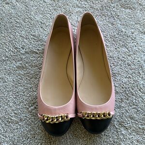 JCrew Nora Cap Toe Chain ballet flats in vintage blush.
